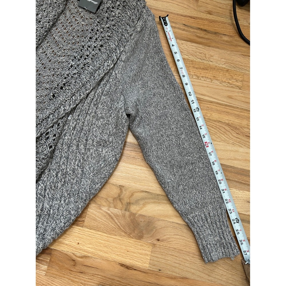 Eddie Bauer Peekaboo Cardigan Grey Marl Pointelle Knit Longline Sweater 2X New - Picture 9 of 10